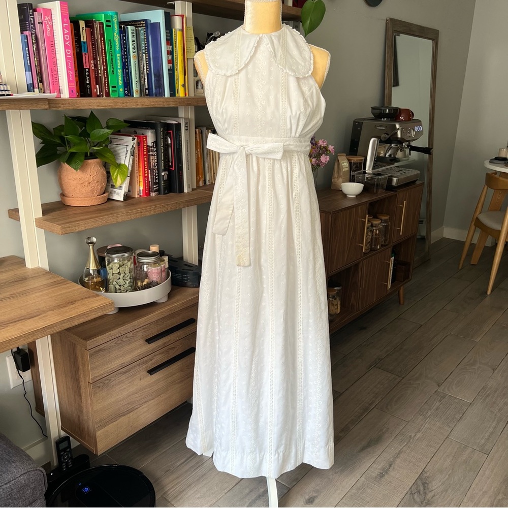 Vintage eyelet open back maxi dress